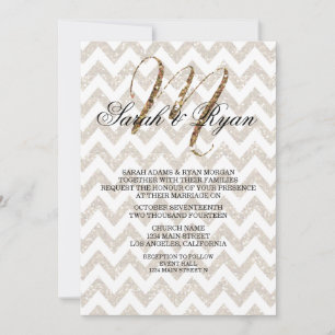 CHIC GOLD GLITTER PRINT WEDDING INVITATION