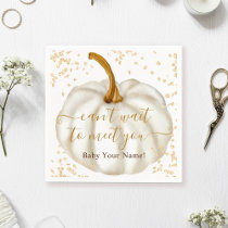 Chic gold glitter pumpkin watercolor baby shower napkins