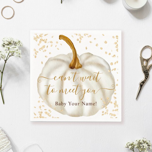 Chic gold glitter pumpkin watercolor baby shower napkins (Chic gold glitter pumpkin watercolor baby shower napkins)