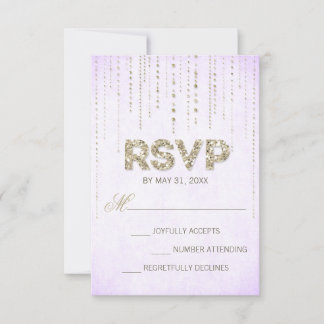 Chic Gold Glitter & Purple  RSVP Card