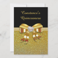 Chic Gold Glitter Quinceanera Invitation