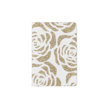 Chic Gold Glitter Roses Floral Passport Holder