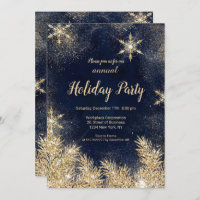 Chic gold glitter snow Christmas corporate holiday Invitation