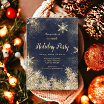 Chic gold glitter snow Christmas corporate holiday Invitation