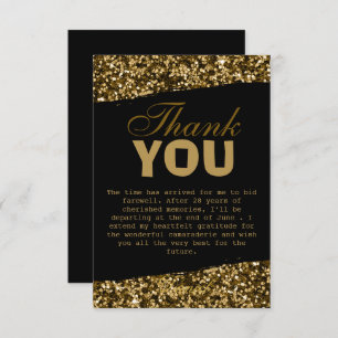 Chic Gold Glitter Sparkles Retirement Party 2025 Thank You Card