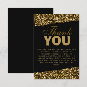 Chic Gold Glitter Sparkles Retirement Party 2026 Thank You Card