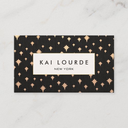 Chic Gold Glitter Star Black Business Card