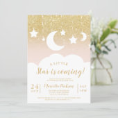 Chic gold glitter star moon cloud baby shower invitation (Standing Front)