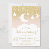 Chic gold glitter star moon cloud baby shower invitation (Front)
