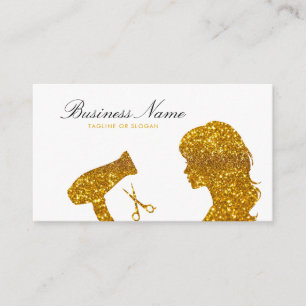Chic Gold Glitter Woman Hairdresser Appointment Card