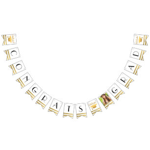 Chic Gold Graduation Bunting Class of 20XX Photo Flags
