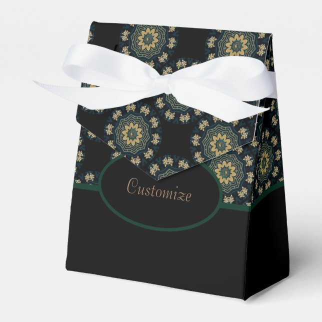 Chic Gold & Green Asian Style 2 Favor Boxes (Front Side)