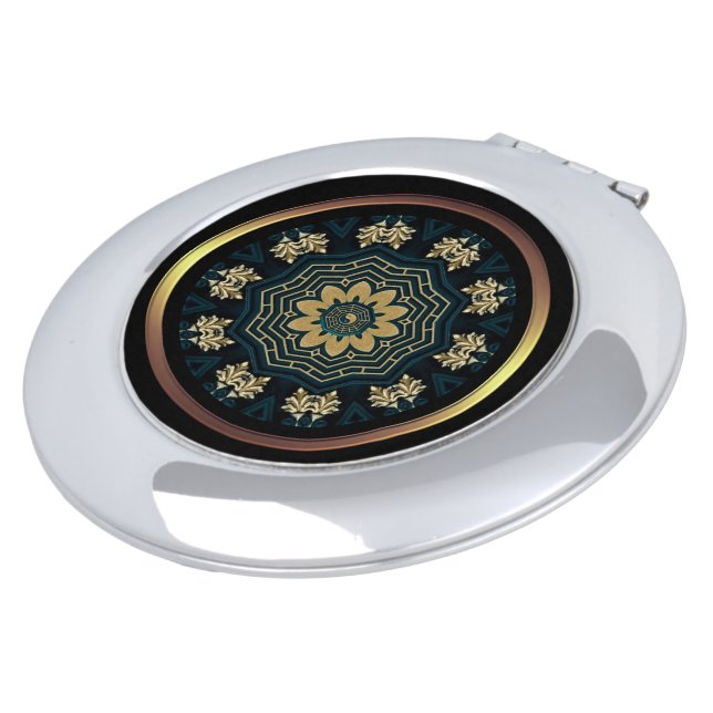 Chic Gold & Green Asian Style 2 Round Compact Mirror (Turned)