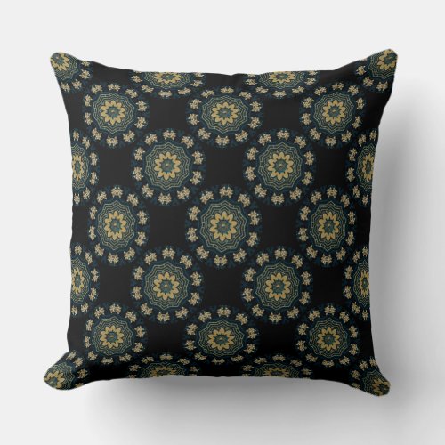 Chic Gold  Green Asian Style 3 Throw Pillow