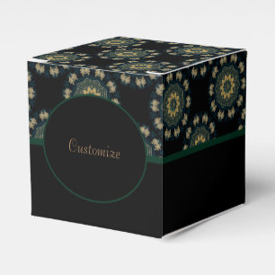 Chic Gold & Green Asian Style Cube 2 Favor Boxes