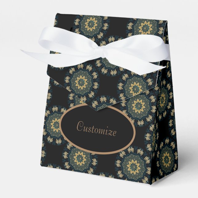 Chic Gold & Green Asian Style Favor Boxes (Front Side)