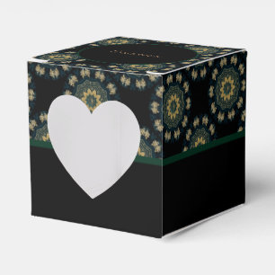 Chic Gold & Green Asian Style Heart 2 Favor Boxes