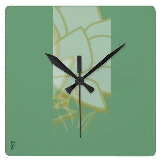 Chic Gold Green White Abstract Square Wall Clock