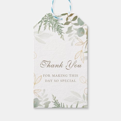 Chic Gold Greenery Thank You Favor Gift Tags