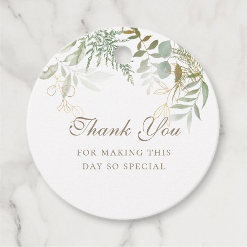 Chic Gold Greenery Thank You Favor Gift Tags