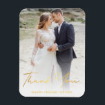 chic gold handwritten wedding  photo  thank you  magnet<br><div class="desc">background photo by freepik.com
chic gold handwritten wedding  photo thank you magnet, custom</div>