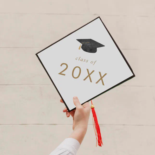 Chic Gold Hat Class Year Graduation Cap Topper | Zazzle