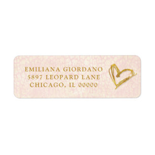 Chic Gold Heart & Blush Pink Pattern Label