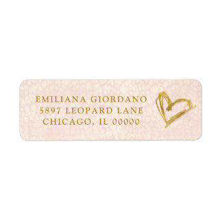 Chic Gold Heart & Blush Pink Pattern Label