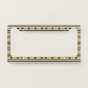 Chic Gold Heart Monochrome Pattern License Plate Frame