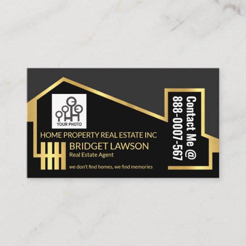 Chic Gold Home Frame Realtor Business Card