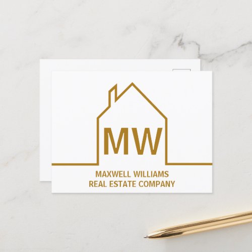 Chic Gold House Real Estate Company Marketing Postcard