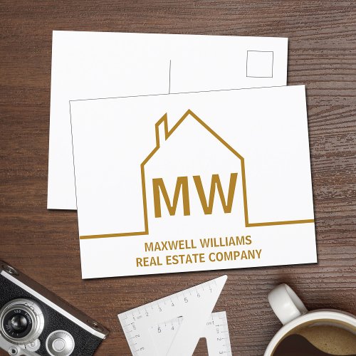 Chic Gold House Real Estate Company Marketing Postcard