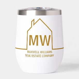 Chic Gold House Real Estate Company Marketing Thermal Wine Tumbler