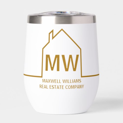 Chic Gold House Real Estate Company Marketing Thermal Wine Tumbler