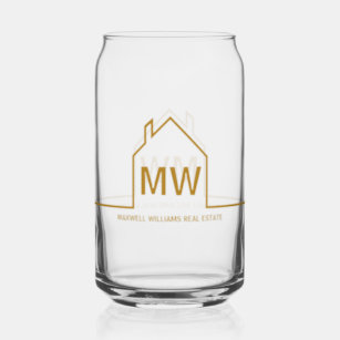 Chic Gold House Real Estate Company Realtor Gift Can Glass