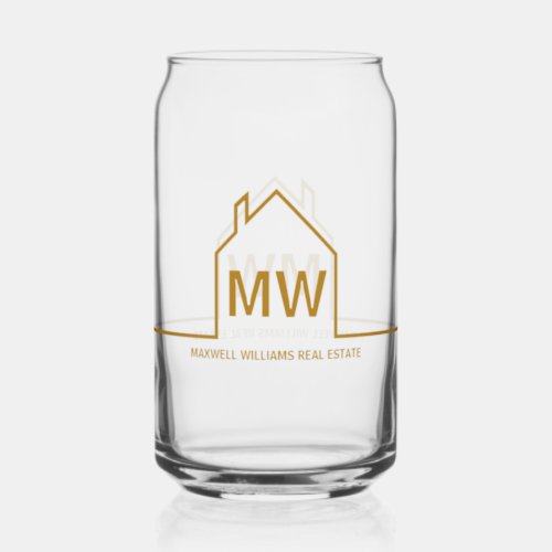 Chic Gold House Real Estate Company Realtor Gift Can Glass