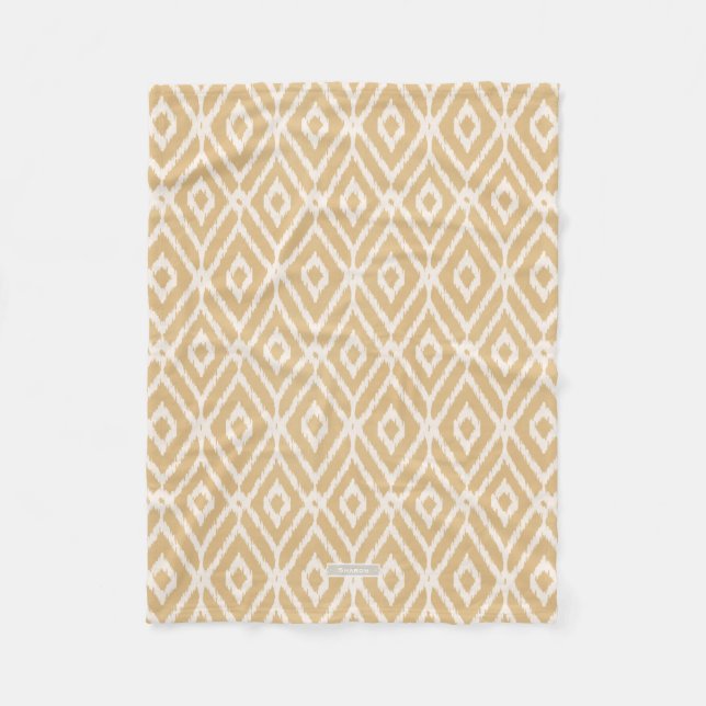 Chic gold ikat tribal diamond pattern fleece blanket (Front)