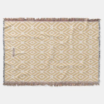 Chic Gold Ikat Tribal Diamond Pattern Throw Blanket by TintAndBeyond at Zazzle