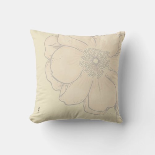 Chic Gold Ivory  Abstract Floral Throw Pillow