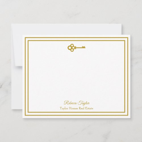 Chic Gold Key Real Estate Company Personalized Note Card