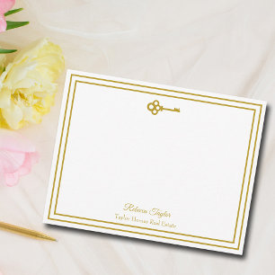 Chic Gold Key Real Estate Company Personalized Note Card