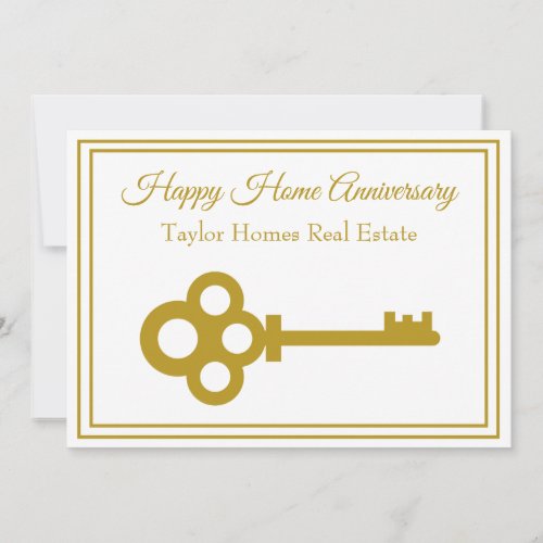 Chic Gold Key Real Estate Happy Home Anniversary Card