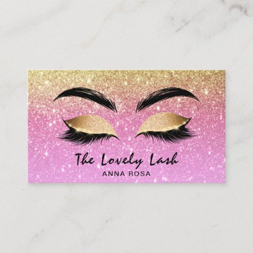  Chic Gold Lavender Lashes Extensions Brows Business Card