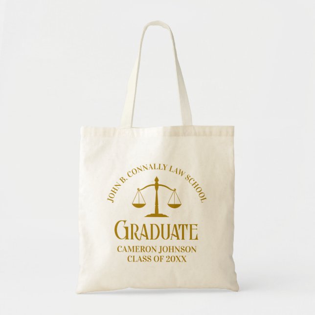 Chic Gold Law School Custom Graduate Tote Bag (Front)