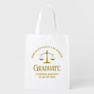 Chic Gold Law School Custom Graduation Grocery Bag