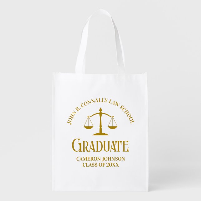 Chic Gold Law School Custom Graduation Grocery Bag (Front)