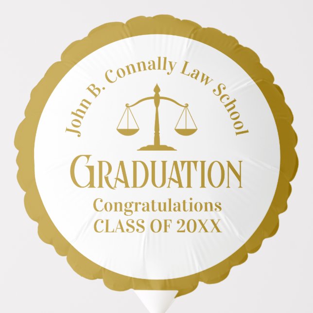 Chic Gold Law School Custom Graduation Party Balloon (Front)