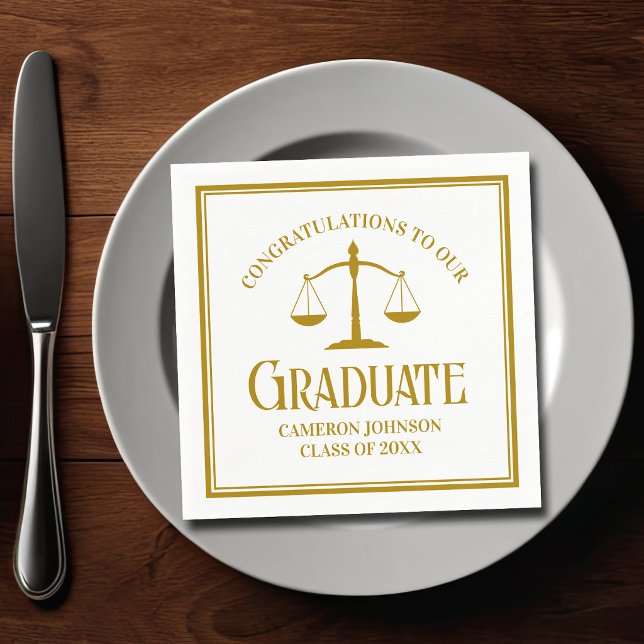 Chic Gold Law School Custom Graduation Party Napkins (Creator Uploaded)