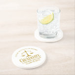 Chic Gold Law School Graduate Keepsake Coaster<br><div class="desc">This chic gold custom law school graduation keepsake coaster features modern typography for a class of 2025 graduate. Customize with your graduating year under the scales of justice for a great personalized commemorative lawyer or attorney gift.</div>