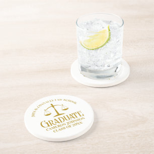 Chic Gold Law School Graduate Keepsake Coaster